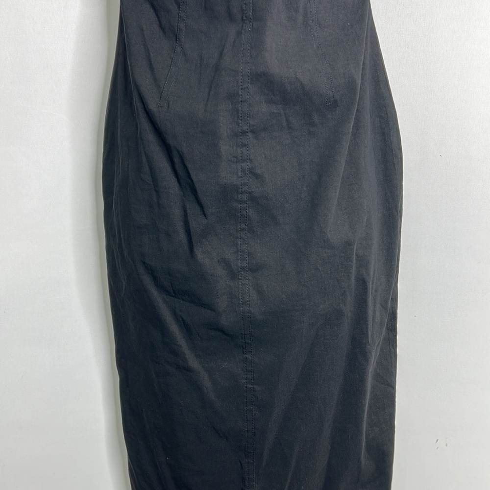A.L.C Nora off shoulder linen ruffle ruched mid-calf little black dress - Picture 4 of 13